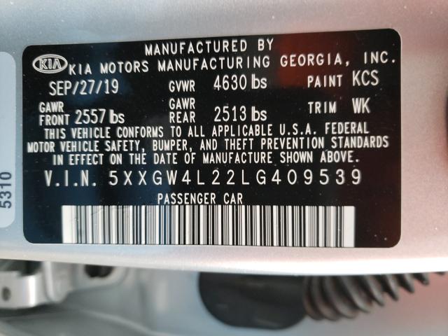 Photo 9 VIN: 5XXGW4L22LG409539 - KIA OPTIMA SX 