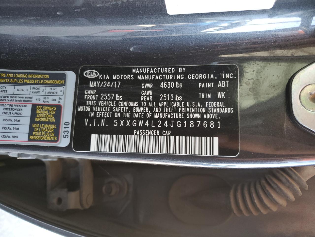 Photo 11 VIN: 5XXGW4L24JG187681 - KIA OPTIMA 