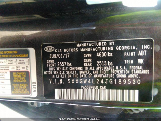 Photo 8 VIN: 5XXGW4L24JG189530 - KIA OPTIMA 