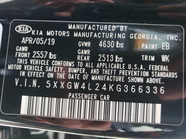 Photo 9 VIN: 5XXGW4L24KG366336 - KIA OPTIMA SX 