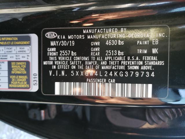 Photo 9 VIN: 5XXGW4L24KG379734 - KIA OPTIMA SX 