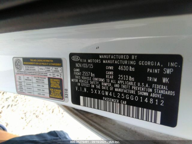 Photo 8 VIN: 5XXGW4L25GG014812 - KIA OPTIMA 