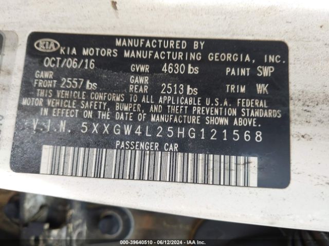 Photo 8 VIN: 5XXGW4L25HG121568 - KIA OPTIMA 