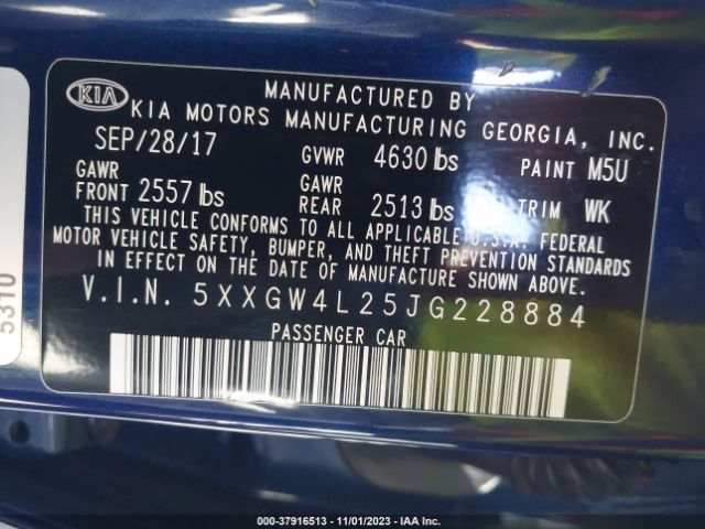 Photo 8 VIN: 5XXGW4L25JG228884 - KIA OPTIMA 