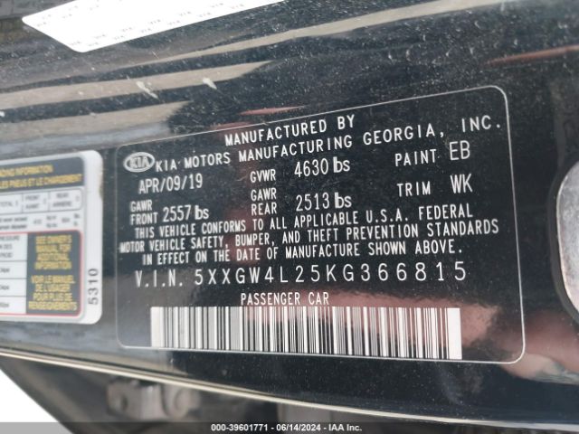 Photo 8 VIN: 5XXGW4L25KG366815 - KIA OPTIMA 