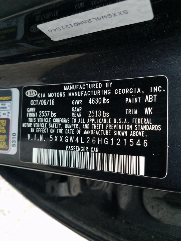 Photo 9 VIN: 5XXGW4L26HG121546 - KIA OPTIMA SX 