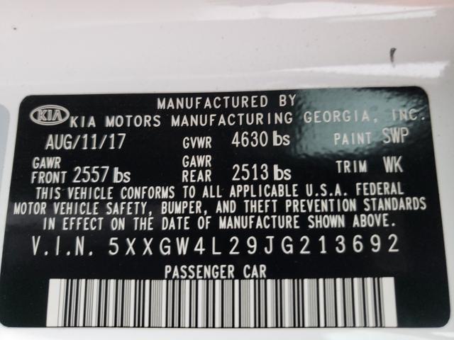 Photo 9 VIN: 5XXGW4L29JG213692 - KIA OPTIMA SX 