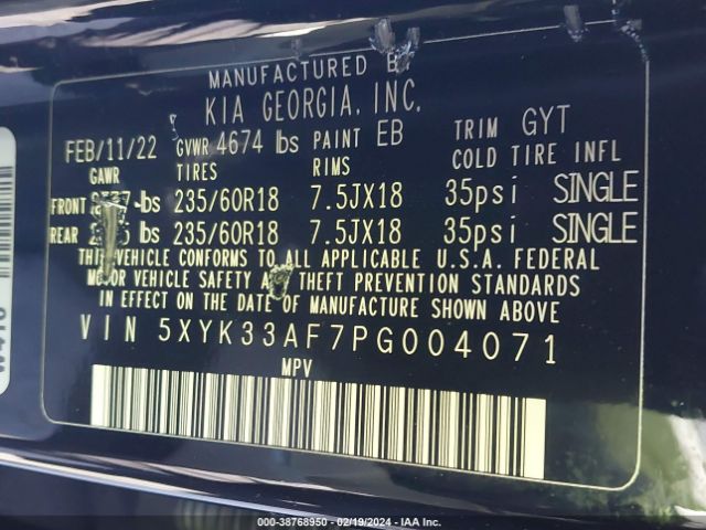 Photo 8 VIN: 5XYK33AF7PG004071 - KIA SPORTAGE 