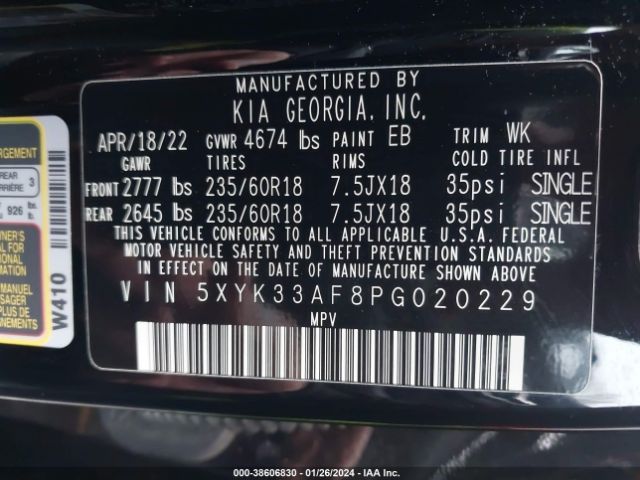 Photo 8 VIN: 5XYK33AF8PG020229 - KIA SPORTAGE 