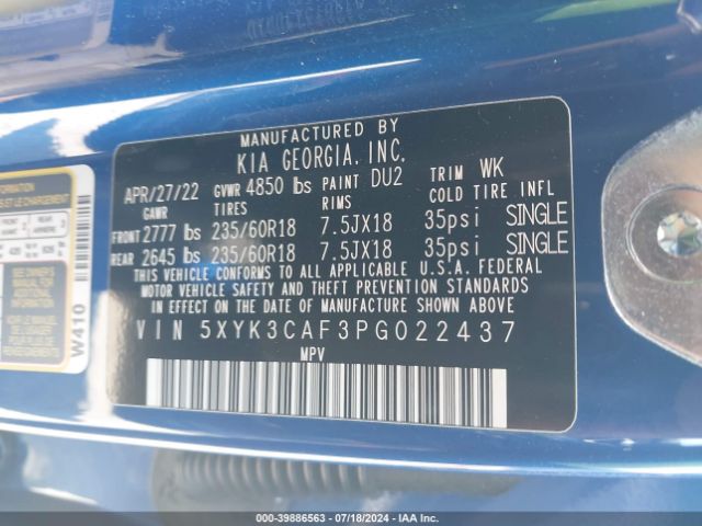 Photo 8 VIN: 5XYK3CAF3PG022437 - KIA SPORTAGE 