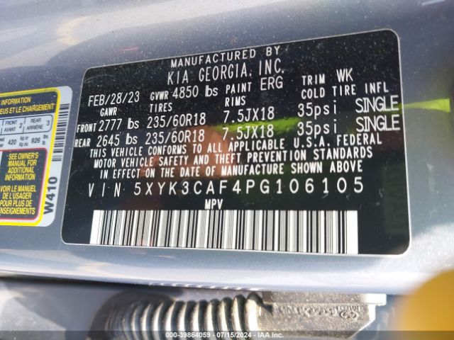 Photo 8 VIN: 5XYK3CAF4PG106105 - KIA SPORTAGE 