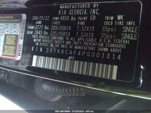 Photo 8 VIN: 5XYK6CAF4PG001314 - KIA SPORTAGE 