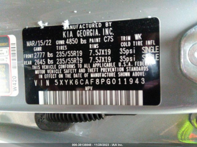 Photo 8 VIN: 5XYK6CAF8PG011943 - KIA SPORTAGE 