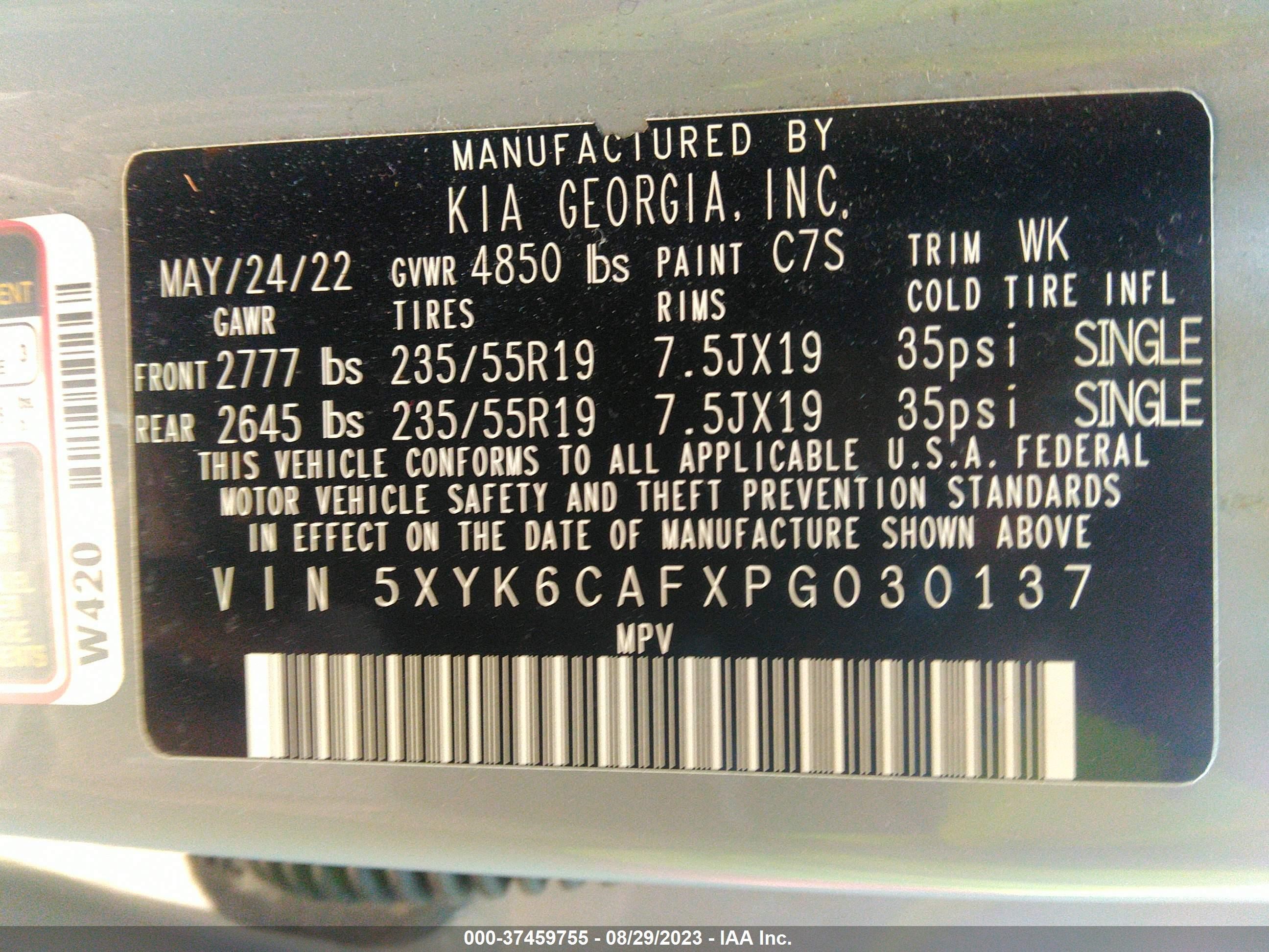 Photo 8 VIN: 5XYK6CAFXPG030137 - KIA SPORTAGE 