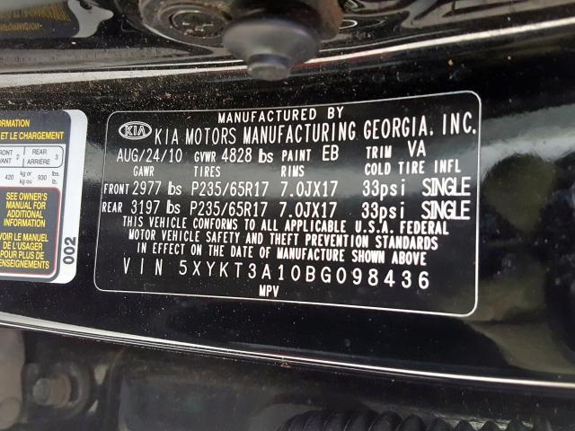 Photo 9 VIN: 5XYKT3A10BG098436 - KIA SORENTO BA 