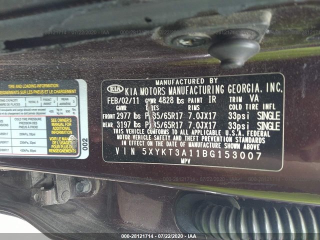 Photo 8 VIN: 5XYKT3A11BG153007 - KIA SORENTO 