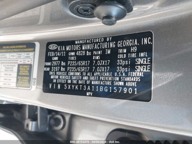 Photo 8 VIN: 5XYKT3A11BG157901 - KIA SORENTO 