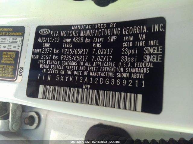 Photo 8 VIN: 5XYKT3A12DG369211 - KIA SORENTO 