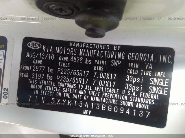 Photo 8 VIN: 5XYKT3A13BG094137 - KIA SORENTO 