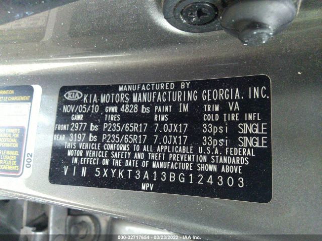 Photo 8 VIN: 5XYKT3A13BG124303 - KIA SORENTO 