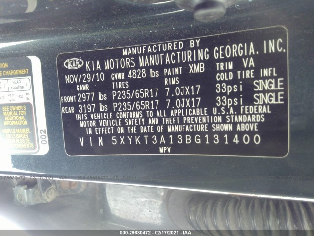 Photo 8 VIN: 5XYKT3A13BG131400 - KIA SORENTO 