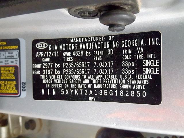 Photo 9 VIN: 5XYKT3A13BG182850 - KIA SORENTO BA 