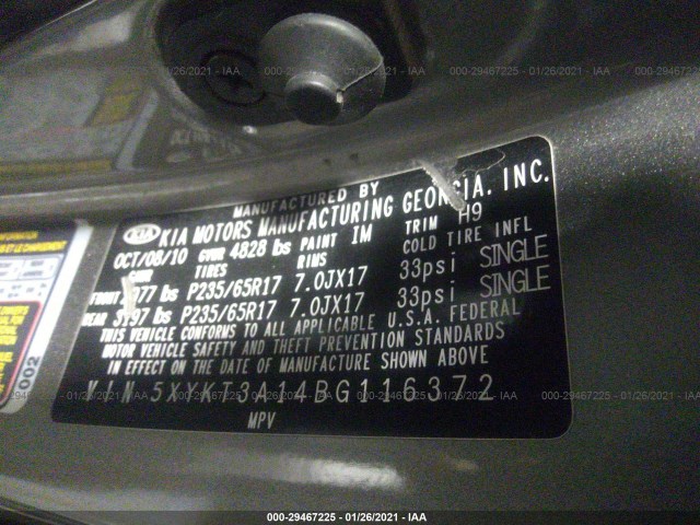 Photo 8 VIN: 5XYKT3A14BG116372 - KIA SORENTO 