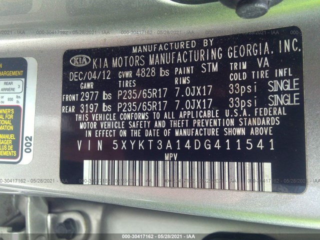 Photo 8 VIN: 5XYKT3A14DG411541 - KIA SORENTO 