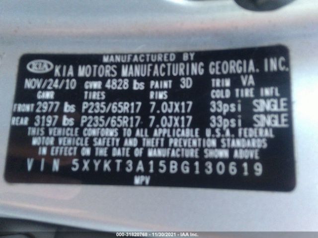 Photo 8 VIN: 5XYKT3A15BG130619 - KIA SORENTO 