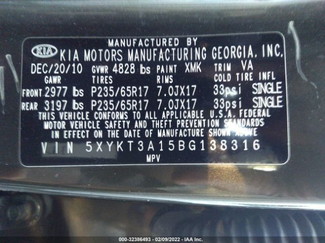 Photo 8 VIN: 5XYKT3A15BG138316 - KIA SORENTO 