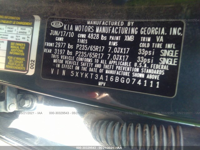 Photo 8 VIN: 5XYKT3A16BG074111 - KIA SORENTO 