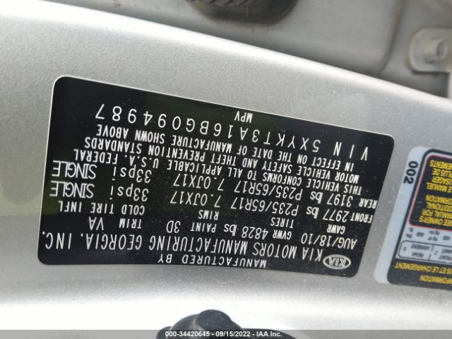 Photo 8 VIN: 5XYKT3A16BG094987 - KIA SORENTO 