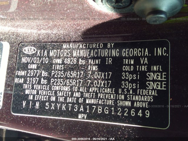 Photo 8 VIN: 5XYKT3A17BG122649 - KIA SORENTO 