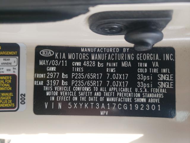 Photo 9 VIN: 5XYKT3A17CG192301 - KIA SORENTO BA 