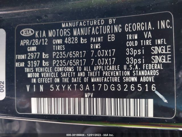 Photo 8 VIN: 5XYKT3A17DG326516 - KIA SORENTO 