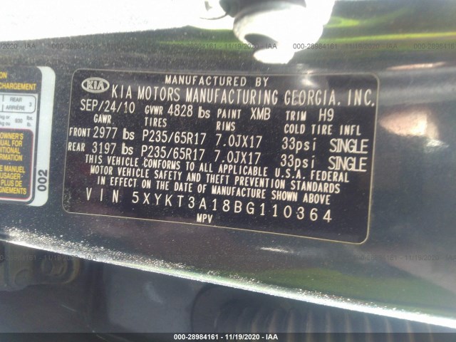 Photo 8 VIN: 5XYKT3A18BG110364 - KIA SORENTO 