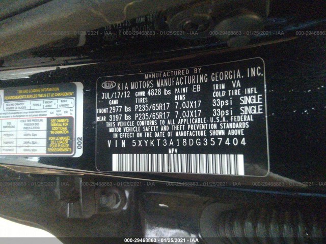 Photo 8 VIN: 5XYKT3A18DG357404 - KIA SORENTO 