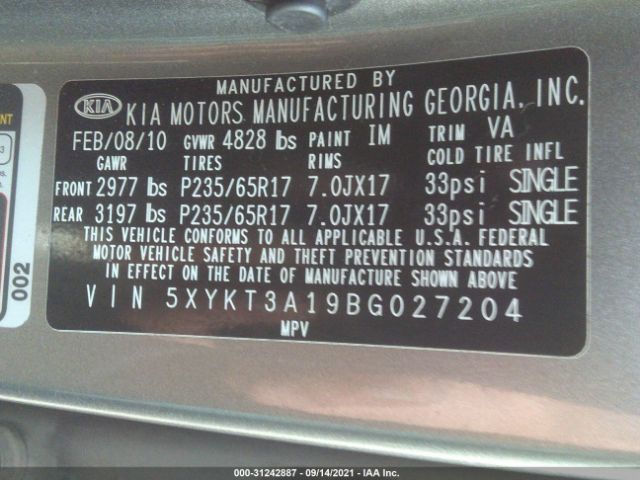 Photo 8 VIN: 5XYKT3A19BG027204 - KIA SORENTO 