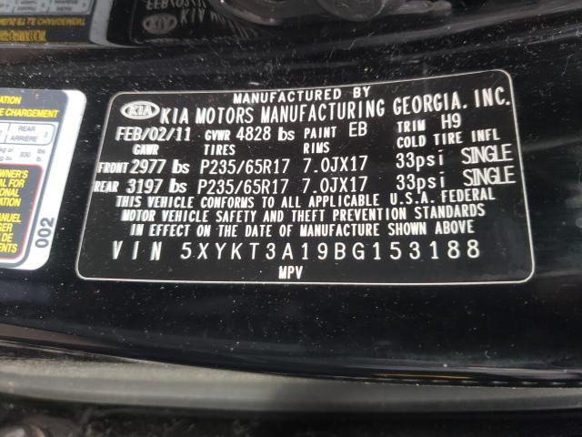 Photo 9 VIN: 5XYKT3A19BG153188 - KIA SORENTO BA 