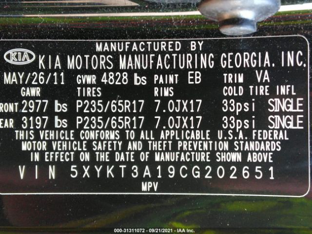 Photo 8 VIN: 5XYKT3A19CG202651 - KIA SORENTO 