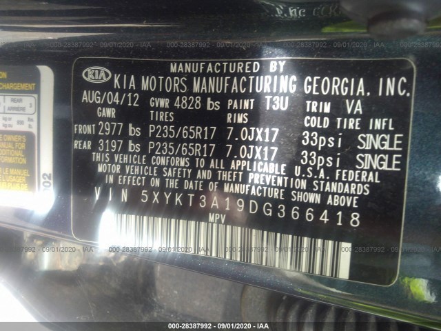 Photo 8 VIN: 5XYKT3A19DG366418 - KIA SORENTO 