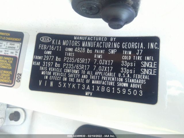 Photo 8 VIN: 5XYKT3A1XBG159503 - KIA SORENTO 