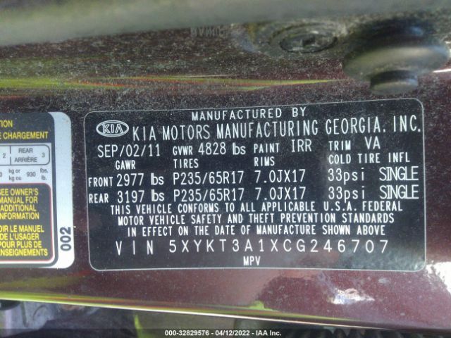 Photo 8 VIN: 5XYKT3A1XCG246707 - KIA SORENTO 