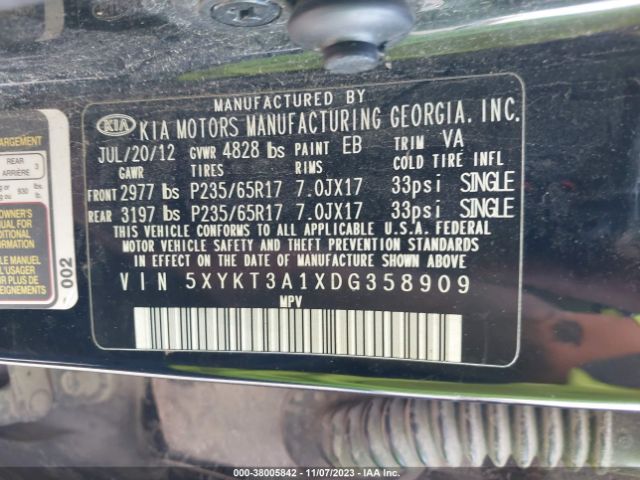 Photo 8 VIN: 5XYKT3A1XDG358909 - KIA SORENTO 