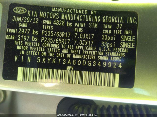 Photo 8 VIN: 5XYKT3A60DG349924 - KIA SORENTO 