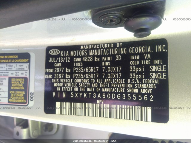 Photo 8 VIN: 5XYKT3A60DG355562 - KIA SORENTO 