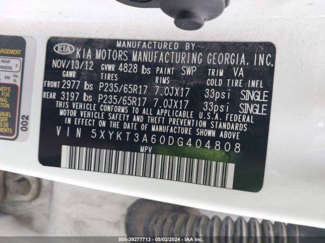 Photo 8 VIN: 5XYKT3A60DG404808 - KIA SORENTO 