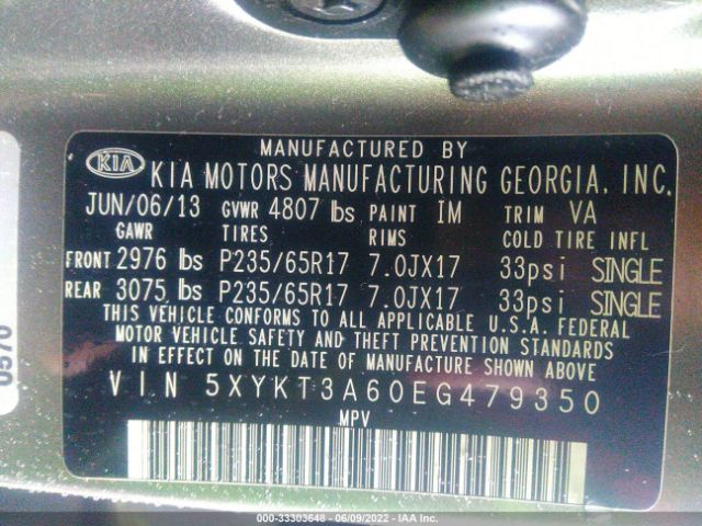 Photo 8 VIN: 5XYKT3A60EG479350 - KIA SORENTO 