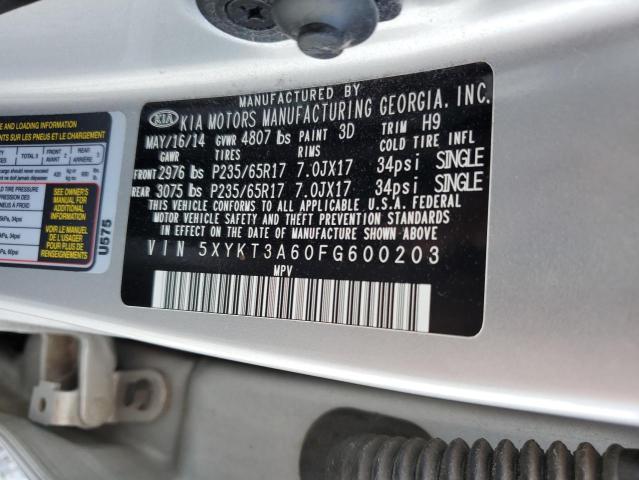 Photo 12 VIN: 5XYKT3A60FG600203 - KIA SORENTO 