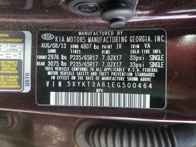 Photo 9 VIN: 5XYKT3A61EG500464 - KIA SORENTO LX 